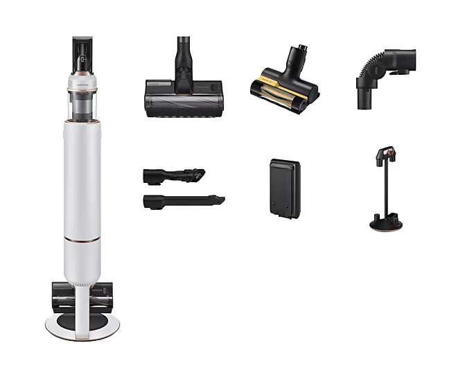 Samsung Bespoke Jet™ PLUS Pet Cordless Stick Vacuum Cleaner, Max 210W Suction Power with All-in-One Clean Station - Misty White VS20B95823W/EU