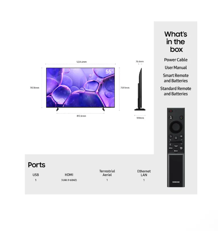 55" Crystal UHD U8000F 4K Smart TV (2025) - Image 2