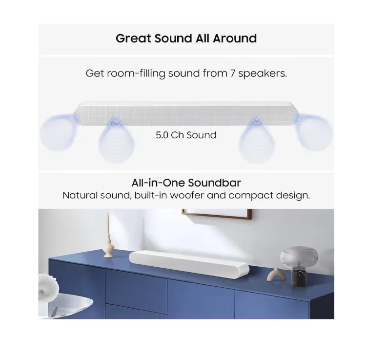 SAMSUNG S-Series 5.0ch All-in-One Lifestyle Soundbar (HW-S61D) - Image 2