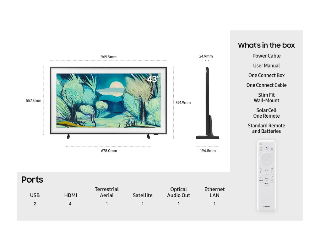 SAMSUNG 43" The Frame (LS03F) 4K QLED Smart Art TV - Image 2