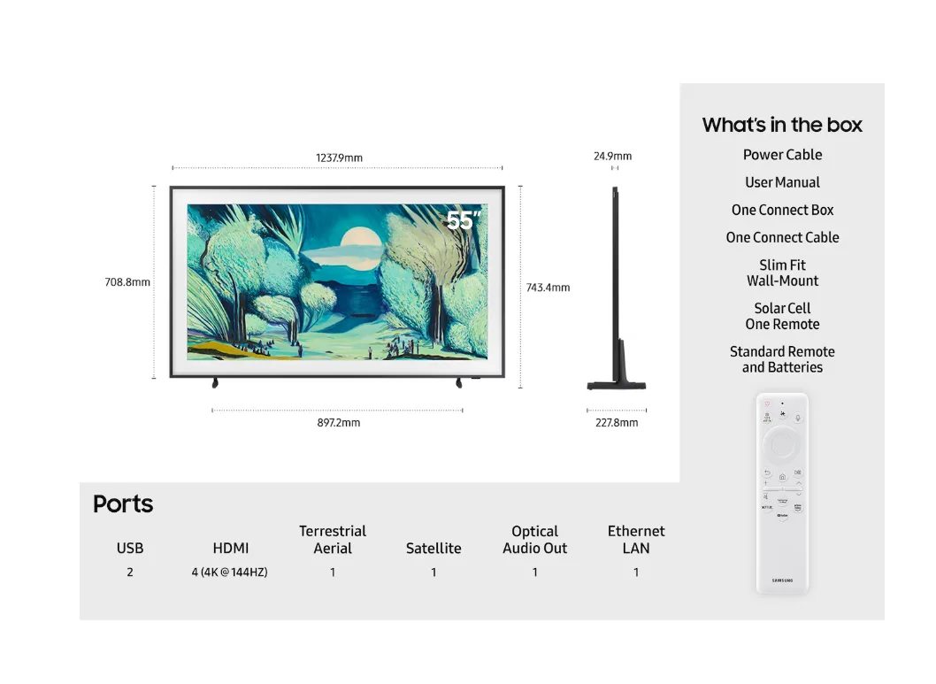 SAMSUNG 55" The Frame (LS03F) 4K QLED Smart Art TV (2025) - Image 2